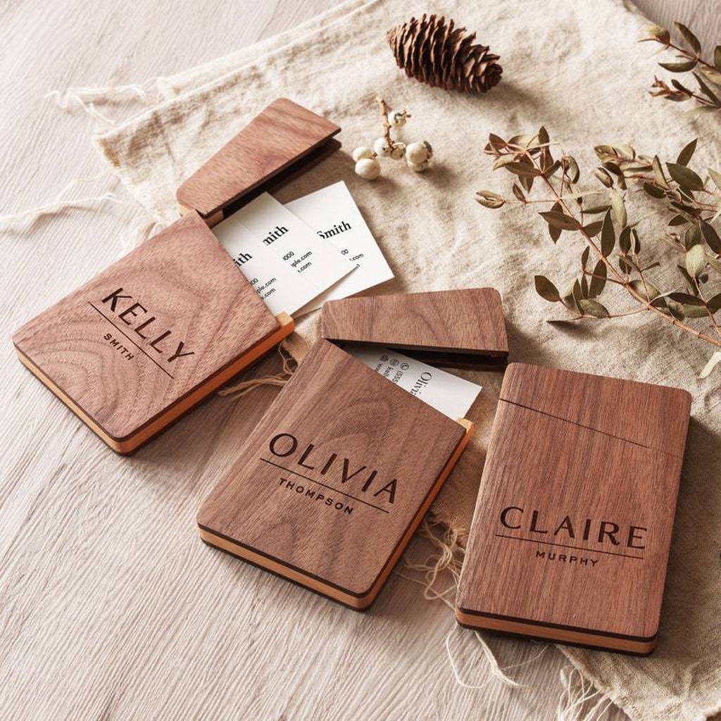 Business Card Holder Wooden Of - Personalized Name Box avis et prix