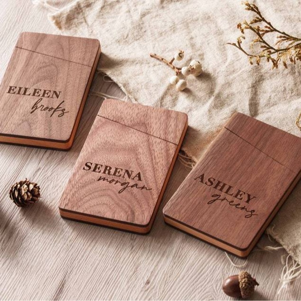 Business Card Holder Wooden Of - Personalized Name Box avis et prix