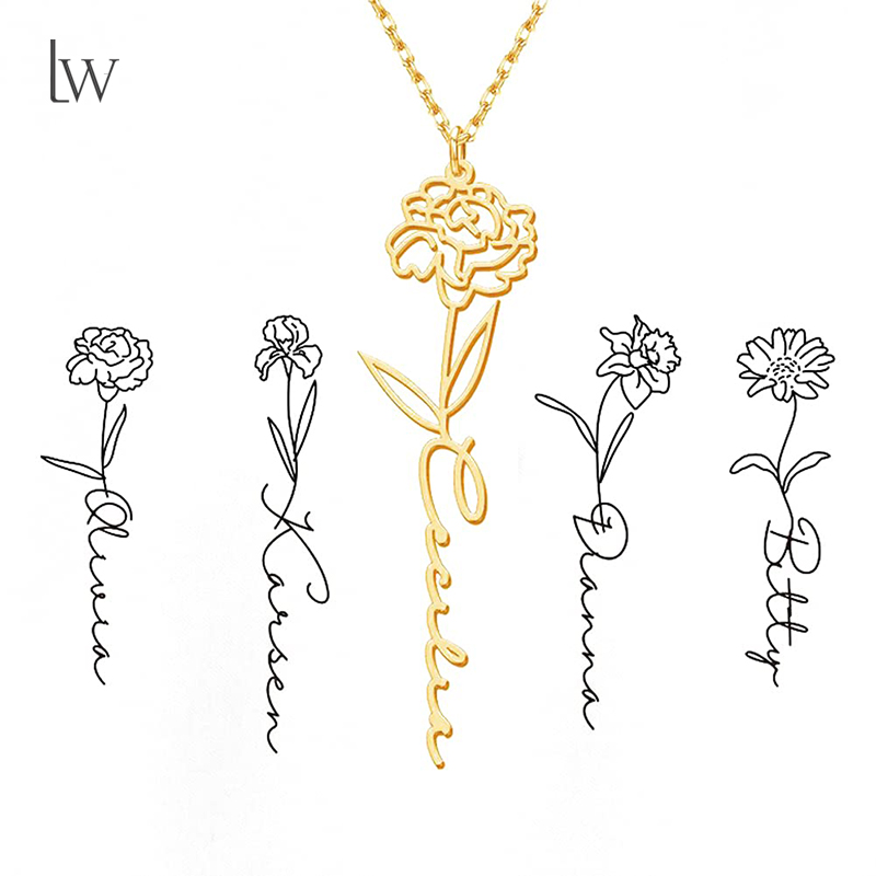 Personalized Birth Flower Name - Birth Flower Necklace avis et prix