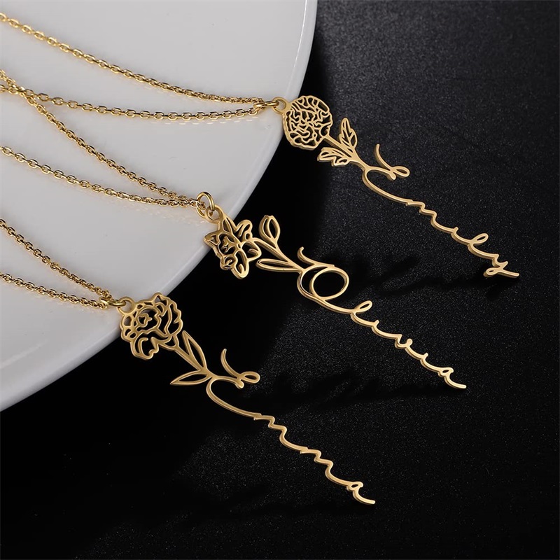 Personalized Birth Flower Name - Birth Flower Necklace avis et prix