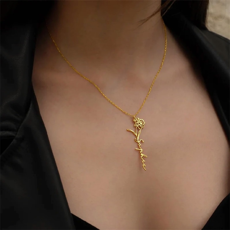 Personalized Birth Flower Name - Birth Flower Necklace avis et prix