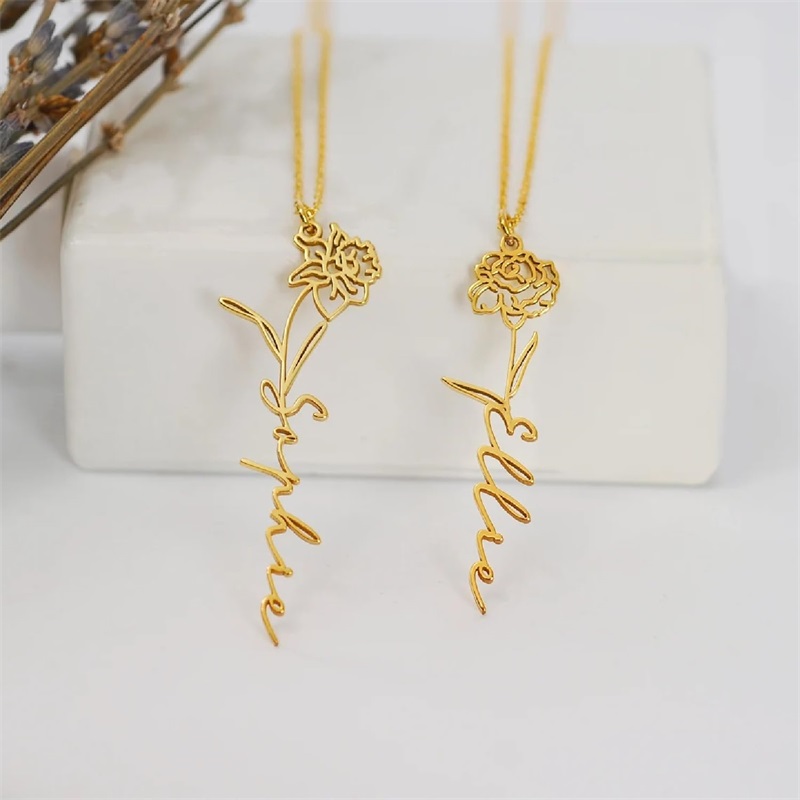 Personalized Birth Flower Name - Birth Flower Necklace avis et prix