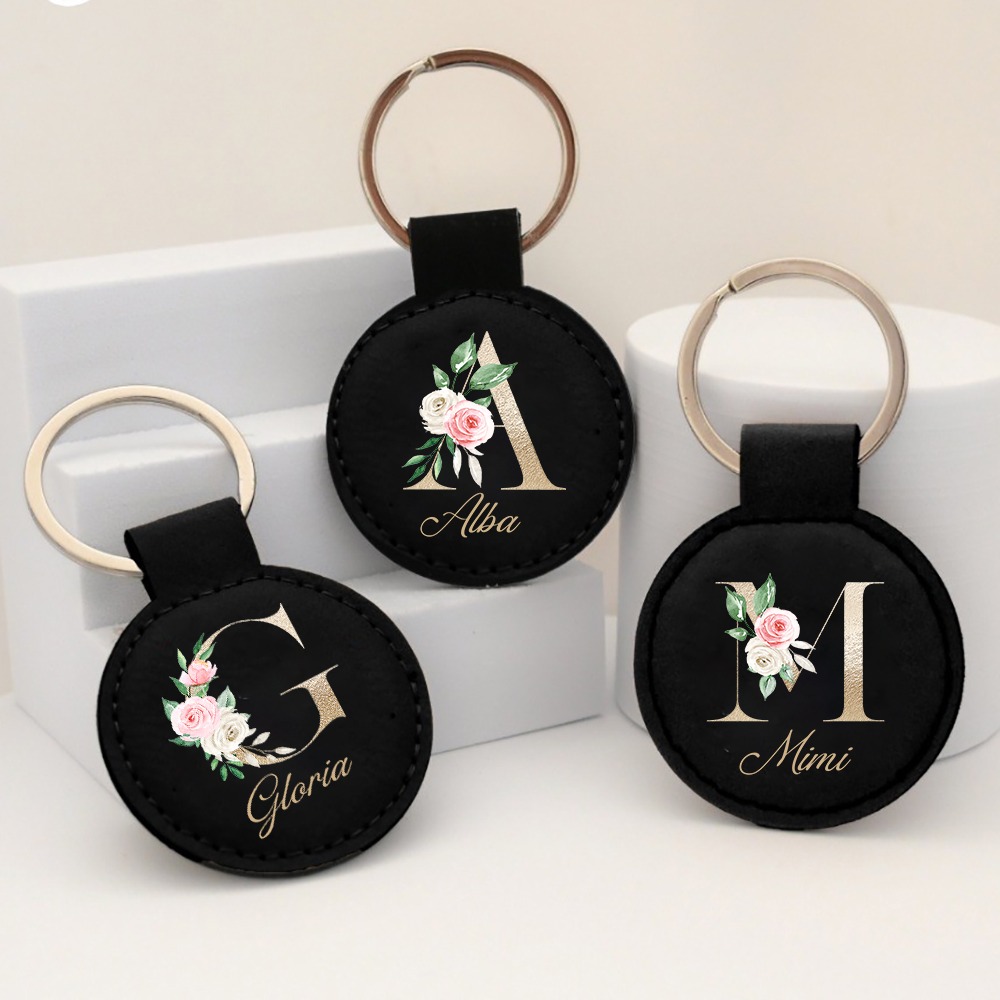 Personalized Initial with Name - Monogram Keychain Leather avis et prix
