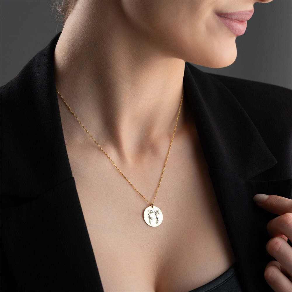 Family Birth flower Necklace C - Birth Flower Necklace avis et prix