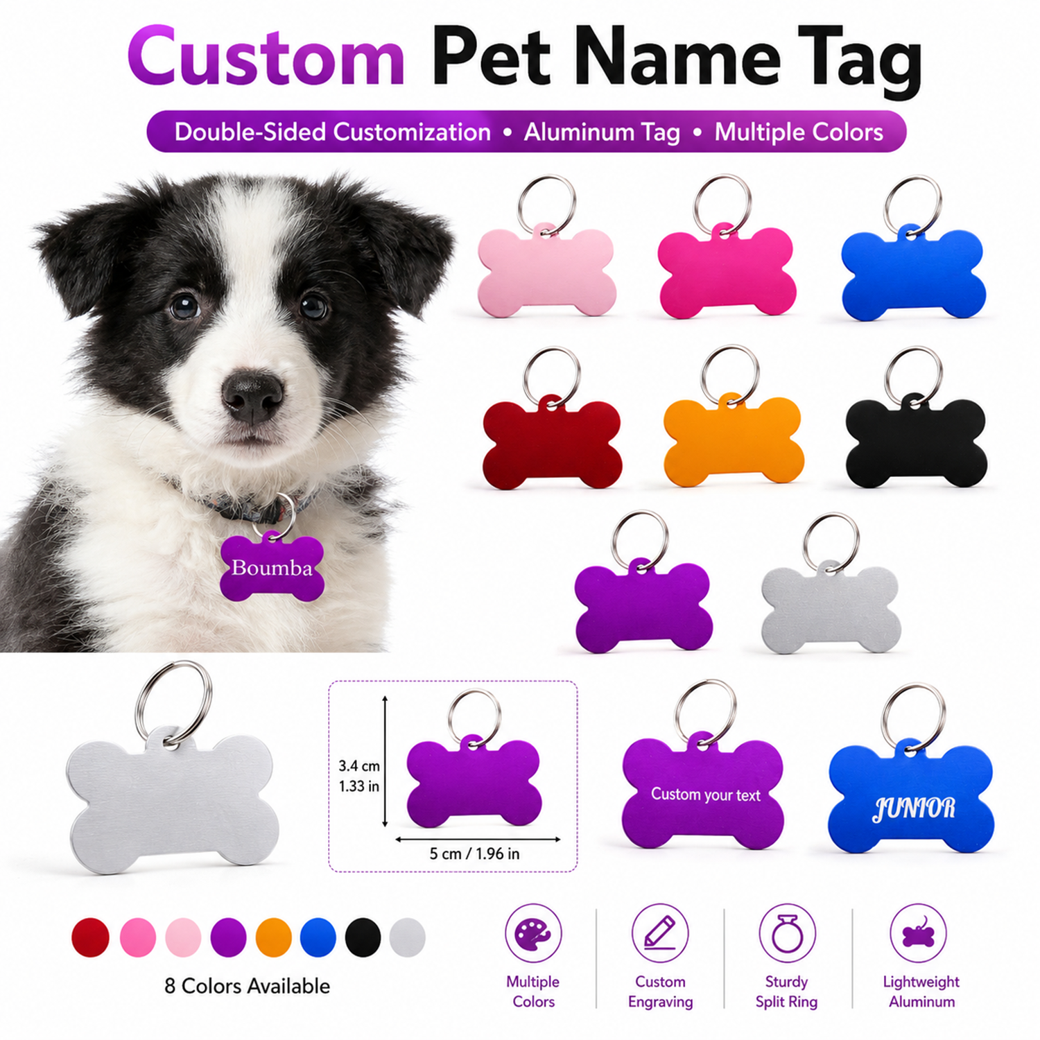 Bone Shaped Custom Name Dog Ta - Pet Portrait Custom avis et prix