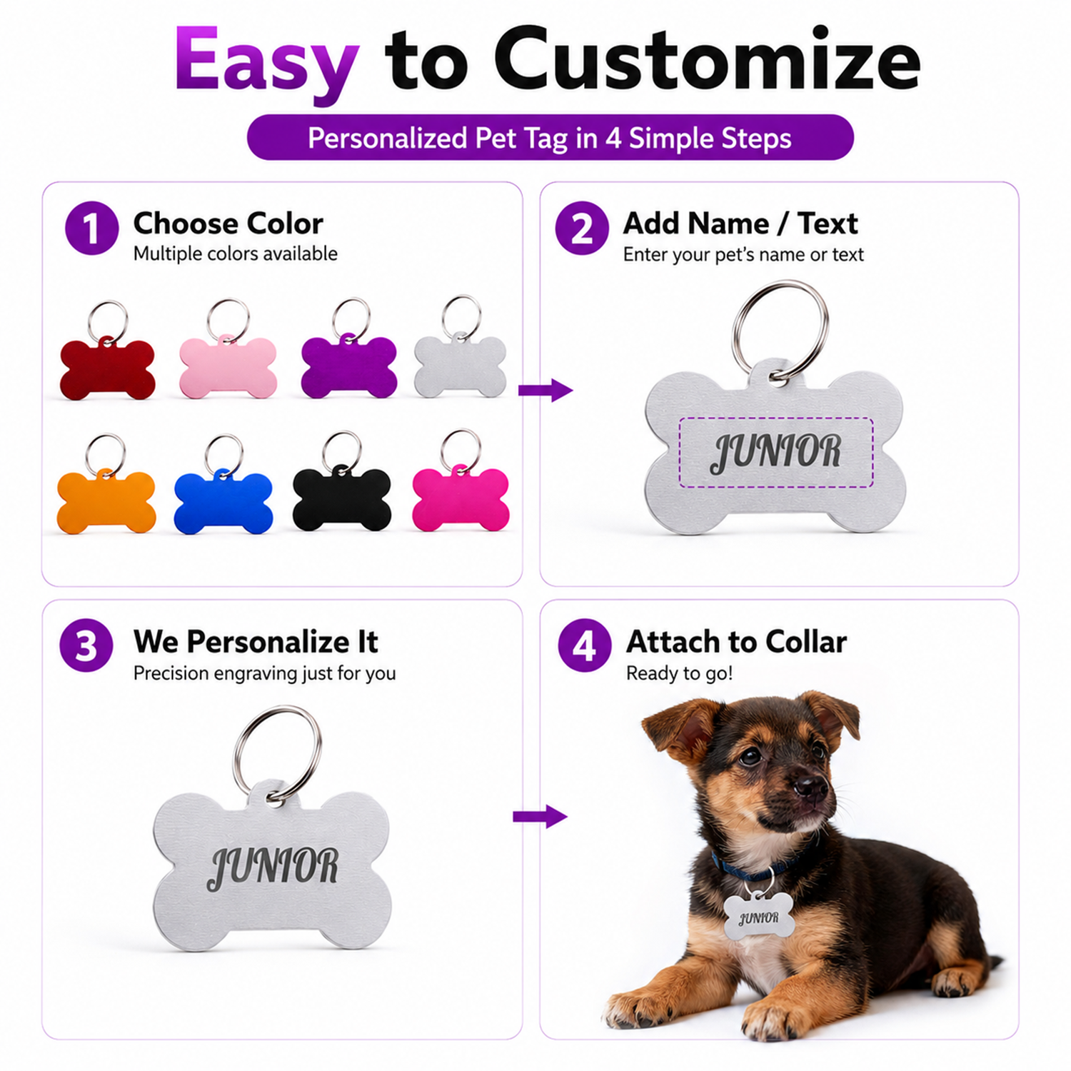 Bone Shaped Custom Name Dog Ta - Pet Portrait Custom avis et prix
