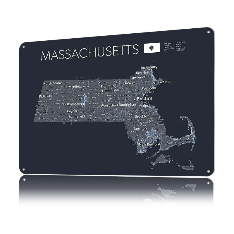MASSACHUSETTS Map Tinplate Pos - Custom Map Poster avis et prix