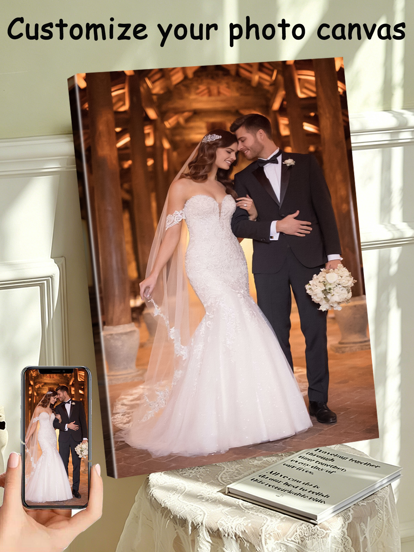 1 customized photo canvas, opt - Engraved Wood Frame avis et prix