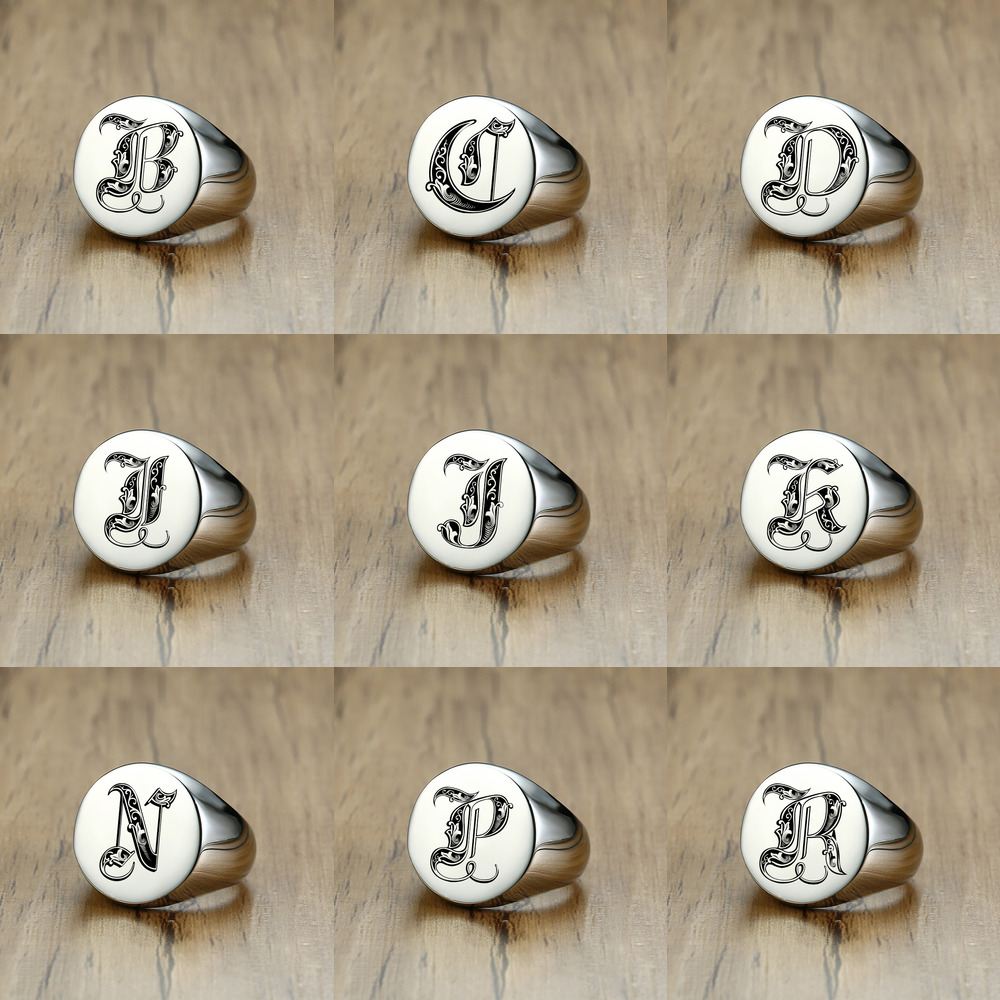 Vnox Stylish Pattern Font Init - Initial Ring Custom avis et prix