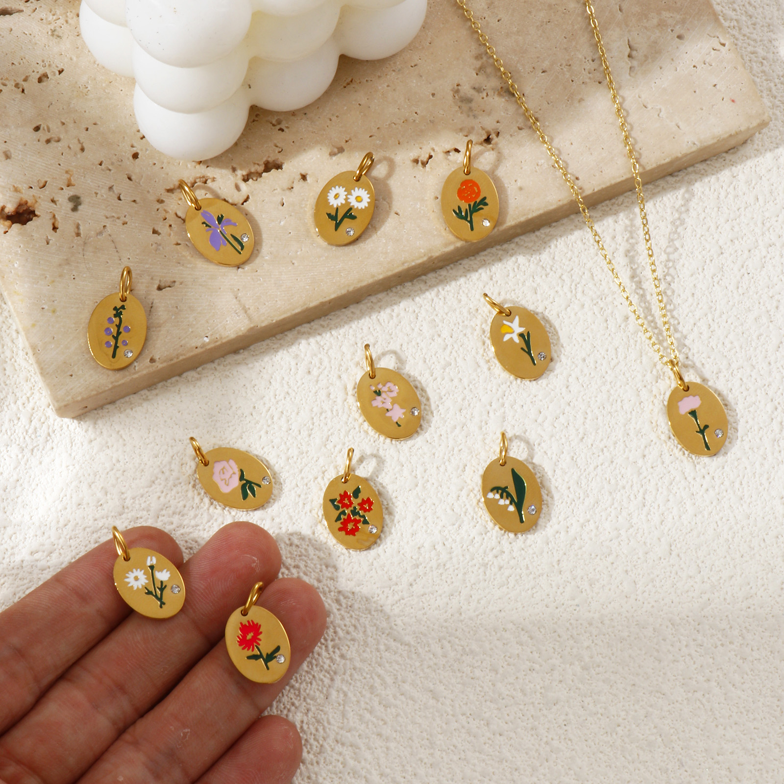 1 Piece 304 Stainless Steel Bi - Birth Flower Necklace avis et prix